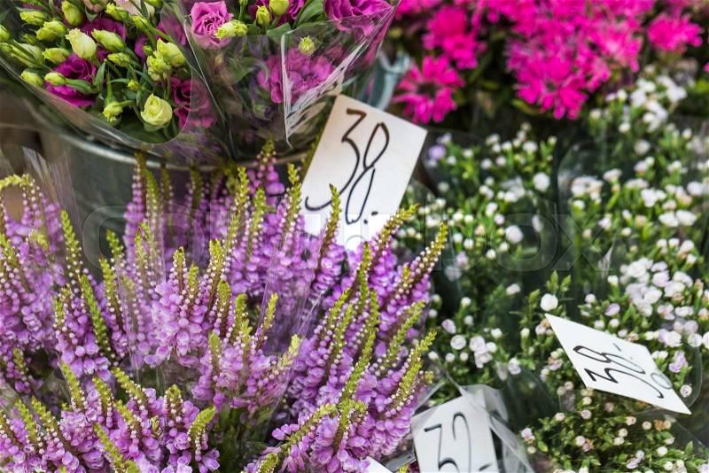 Outdoor flower market in Copenhagen, Denmark. , stock photo