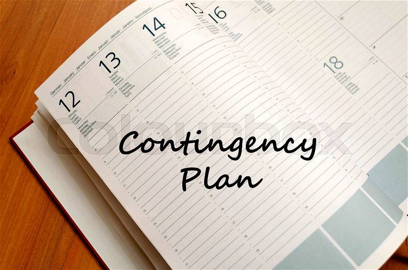 Contingency plan text concept write on notebook with pen, stock photo