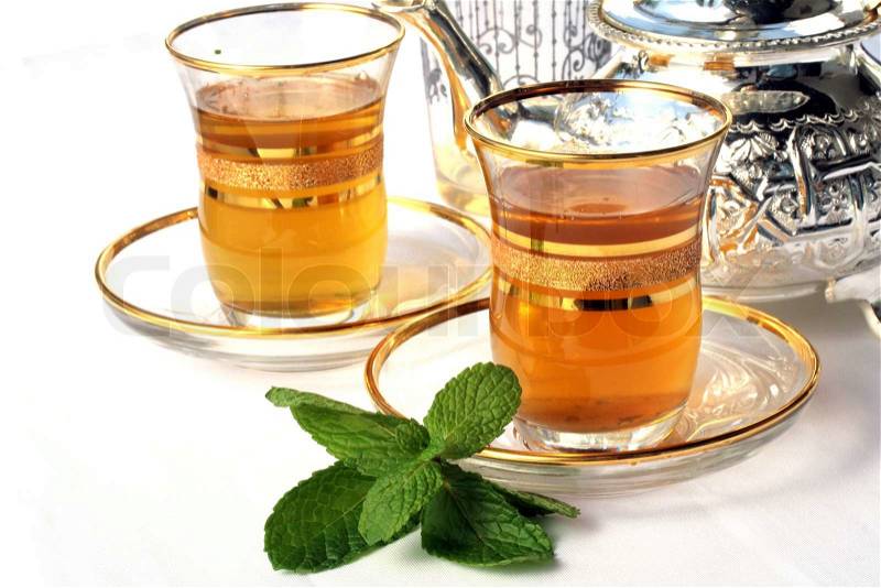 Traditional Moroccan mint tea, stock photo