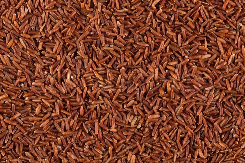 Close up of background of raw red rice, stock photo