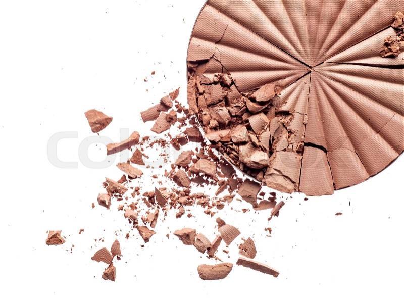 Make up crushed powder on white background, stock photo