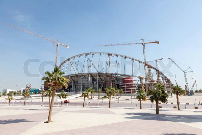 Khalifa Stadium in the Aspire Zone of Doha under total renovation. Doha, Qatar, Middle East, stock photo