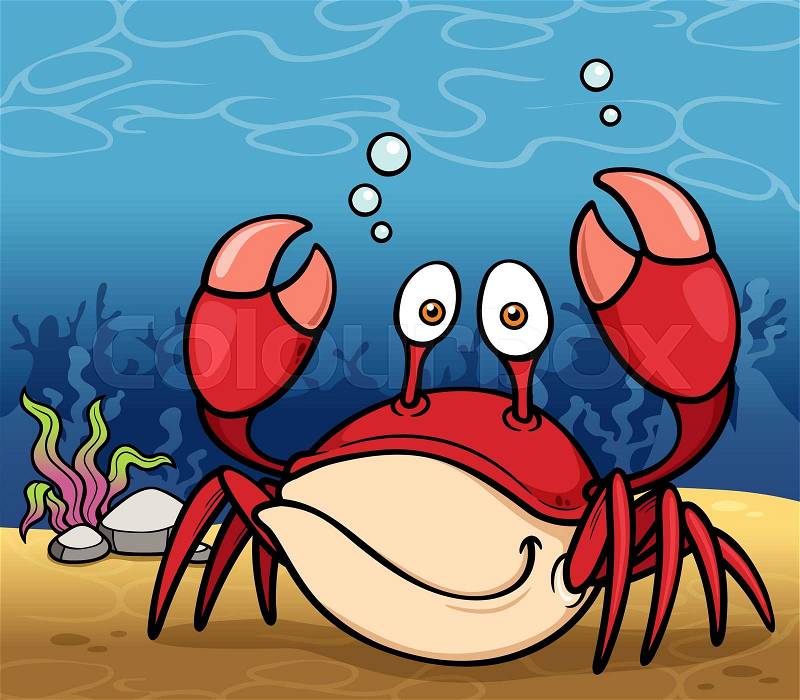 Vector illustration of Cartoon crab under the sea, stock photo