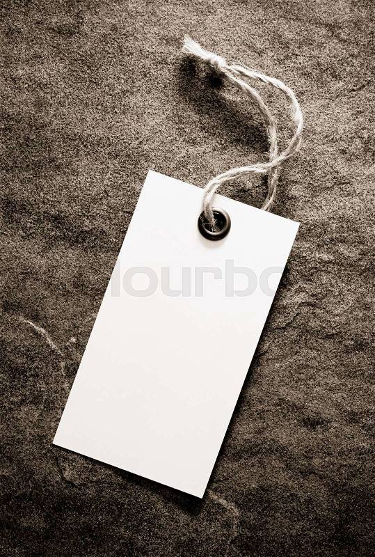 Price tag label on old background, stock photo
