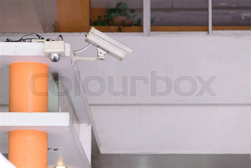 Security IR camera for monitor events in city, stock photo