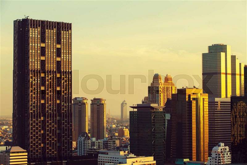 Bangkok sky line before sunset, Bangkok, Thailand, stock photo