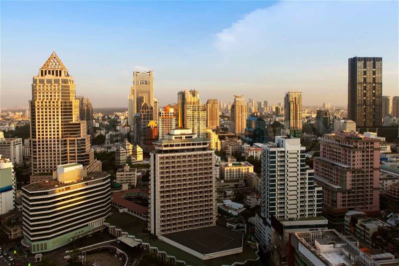 Bangkok sky line before sunset, Bangkok, Thailand, stock photo