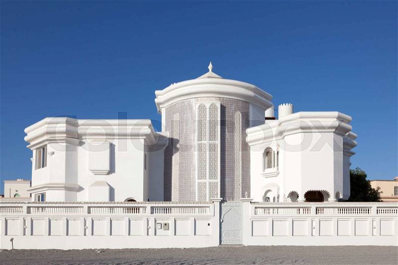 Exterior of a luxury residential house in Muscat, Sultanate of Oman, Middle East, stock photo
