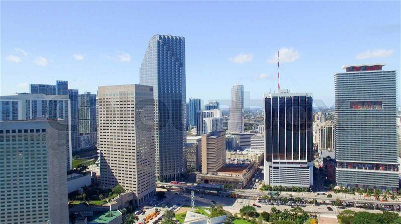 Miami Buildings, Florida. Aerial view, stock photo