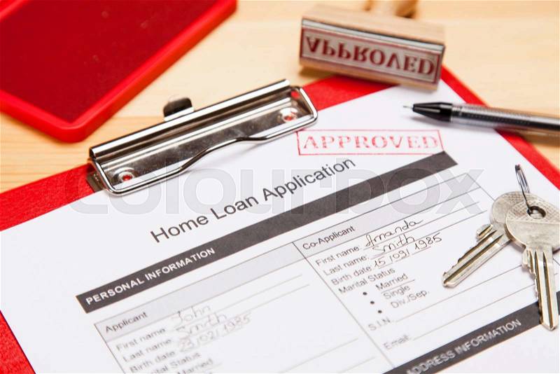 Approved home loan application form close-up photo, stock photo