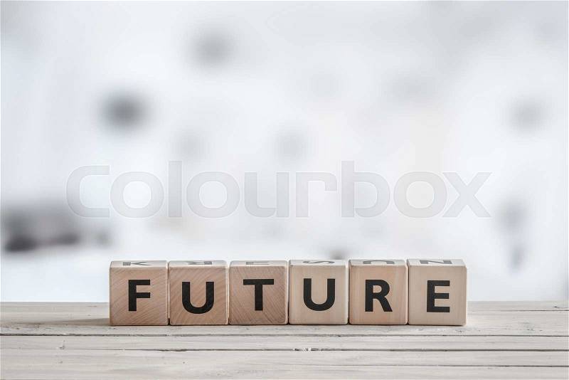 Future sign on a table in bright light, stock photo