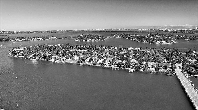 Palm Island, Miami - Aerial view, stock photo