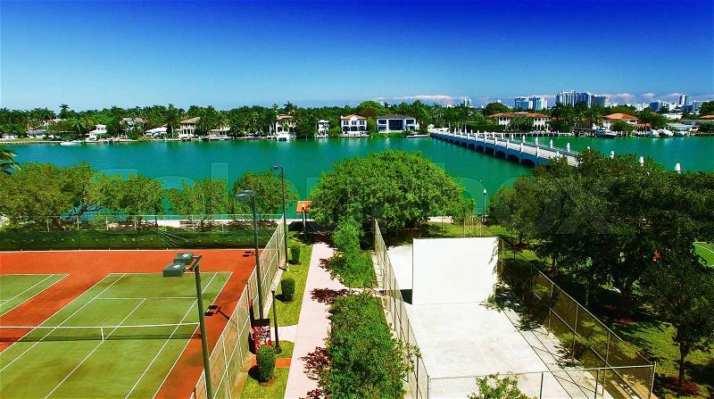 Palm Island, Miami - Aerial view, stock photo