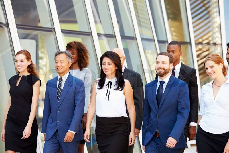 Multi-Cultural Business Team Outside Modern Office, stock photo