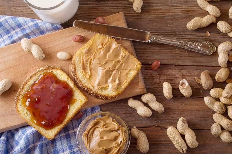 Peanut butter sandwich, stock photo