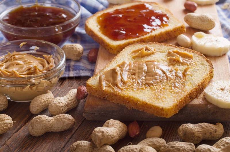 Peanut butter sandwich, stock photo