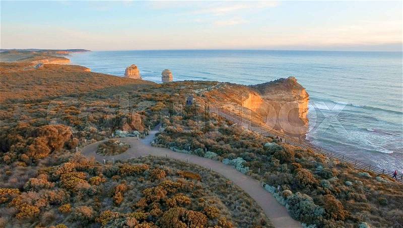 Bird eye view of the Great Ocean Road - Victoria, Australia, stock photo
