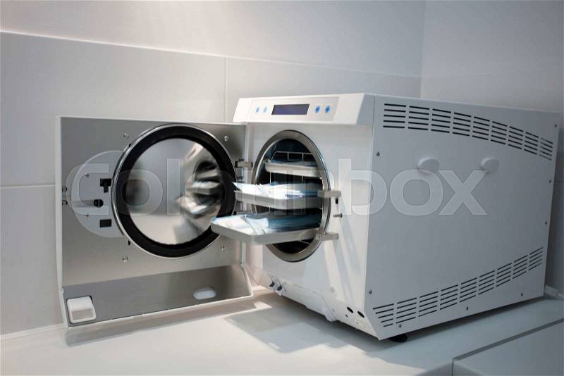 Machine for sterilizing medical equipment, stock photo
