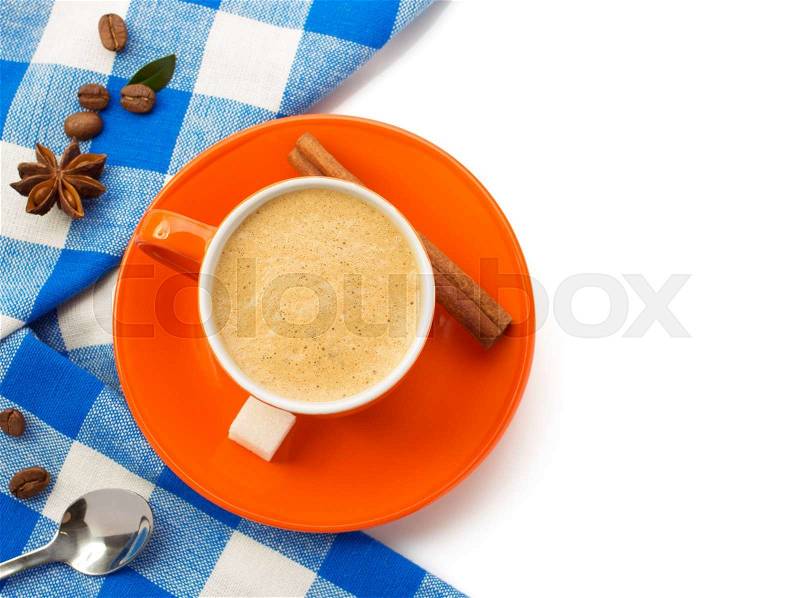 Cup of coffee isolated on white background, stock photo