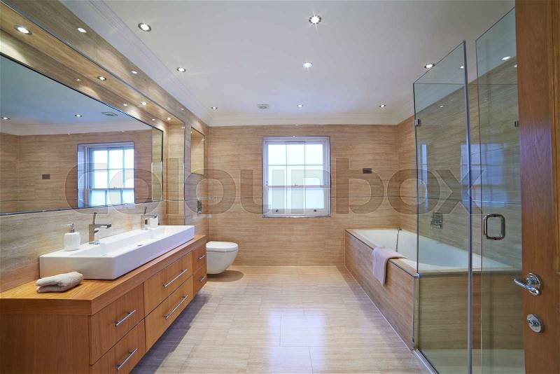 Interior View Of Beautiful Luxury Bathroom, stock photo