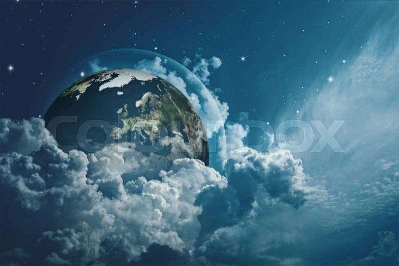 Earth in the skies, abstract environmental backgrounds, stock photo