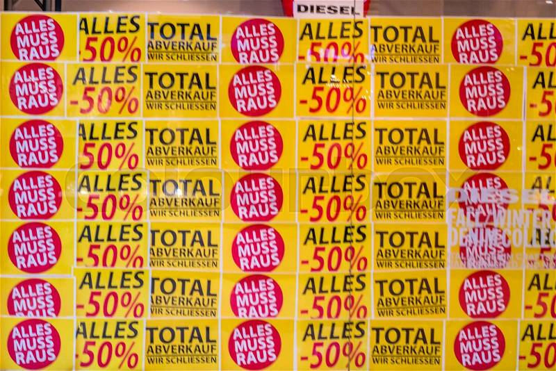 Total sales at a store. feschäft is closed a, stock photo
