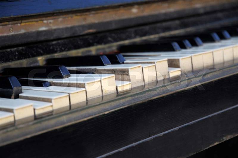 Broken piano keys, stock photo