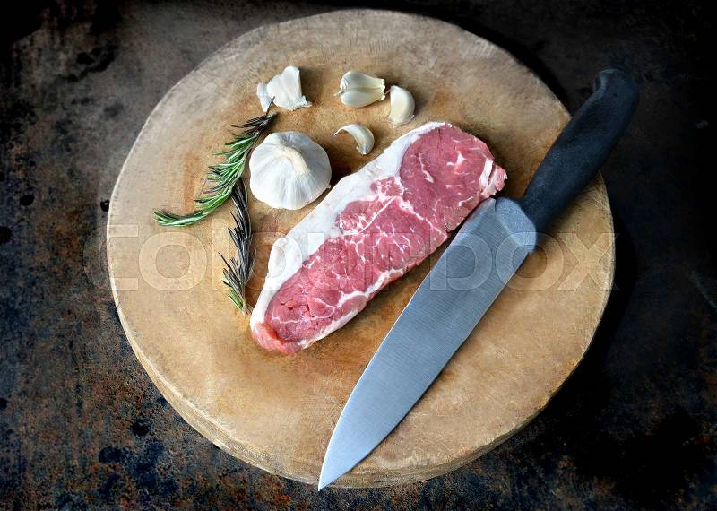 Cut the fresh Angus beef for cooking for steak and grill meat from market, stock photo
