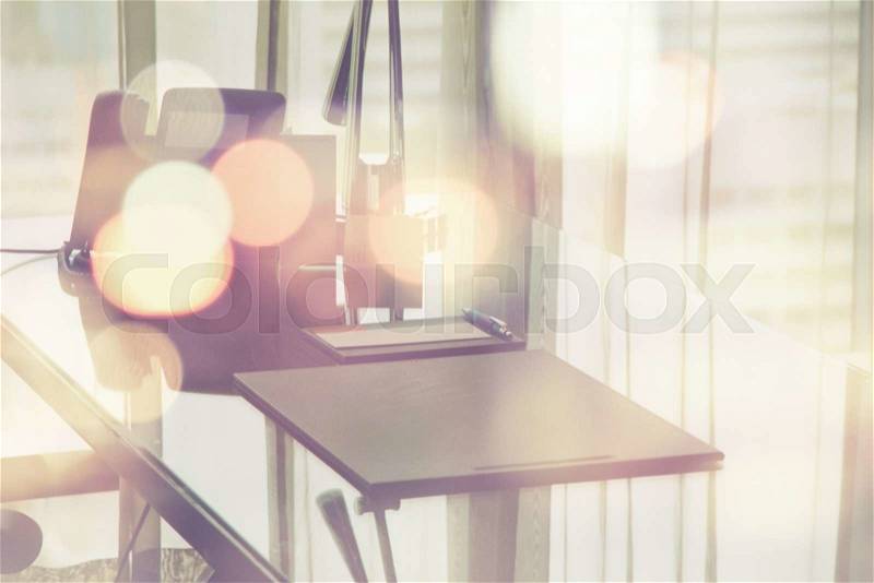 Detail image of office desk background, stock photo