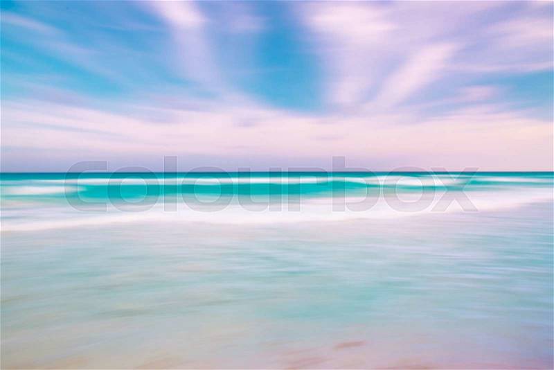 Abstract blur sky and ocean nature background with blurred panning motion, stock photo