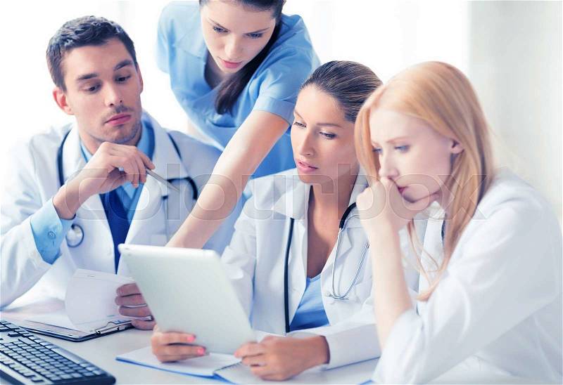 Picture of young team or group of doctors working, stock photo
