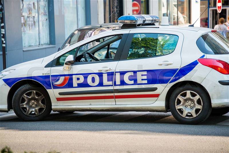 Paris - JULY 8, 2013: Police Car on July 8 in Paris, France. Police Car is on the Paris street, stock photo