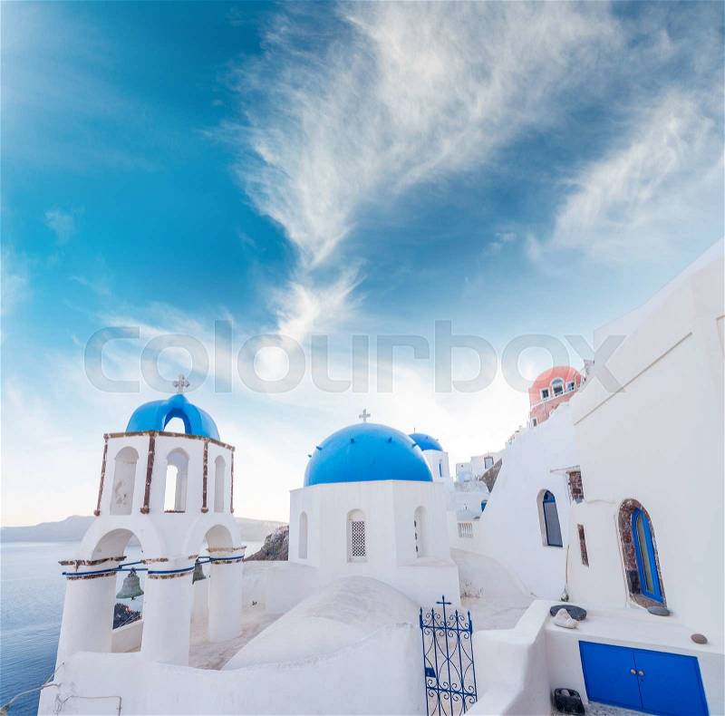 Beautiful greek architecture of Santorini, stock photo