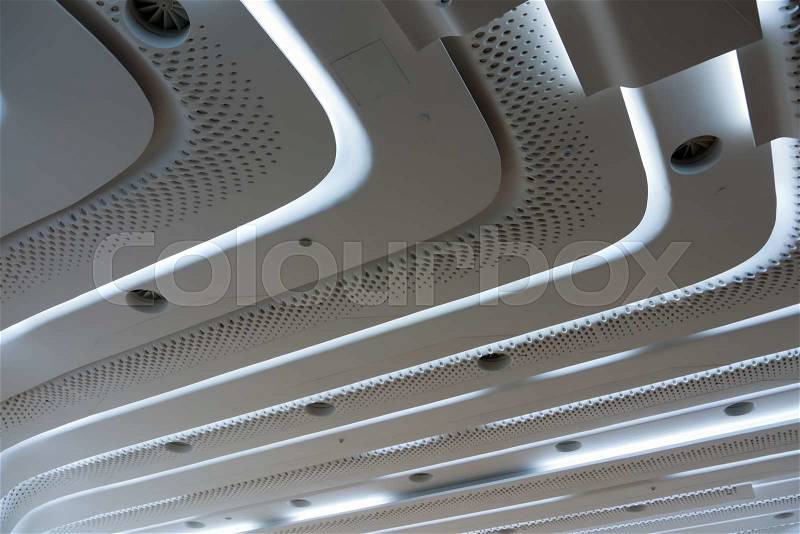 Bottem view of modern music hall ceiling, stock photo