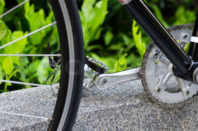 Close up of bicycle pedal detail, stock photo