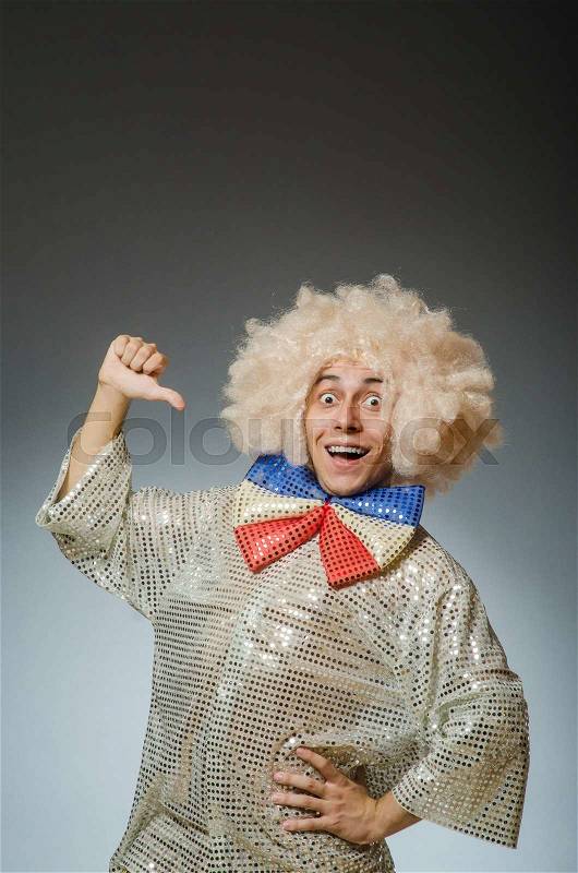 Funny man with afro wig, stock photo