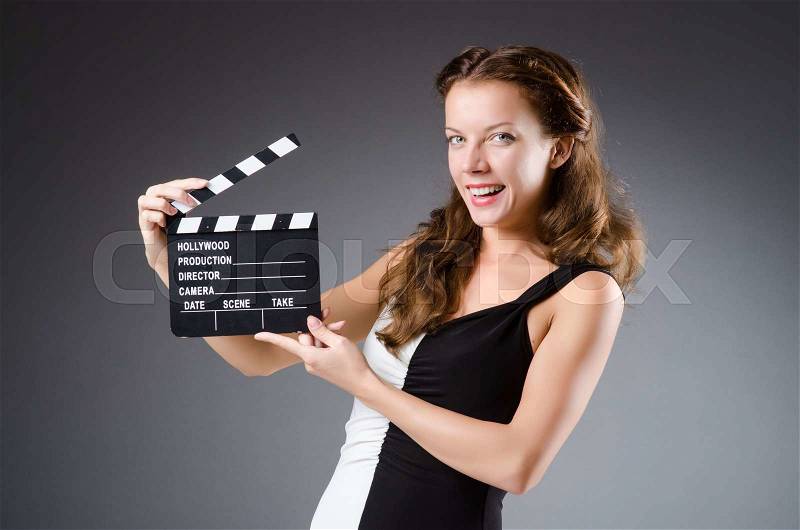 Young woman in movie concept, stock photo