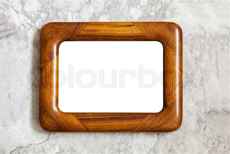 Image of vintage wooden frame flat lay mockup. , stock photo