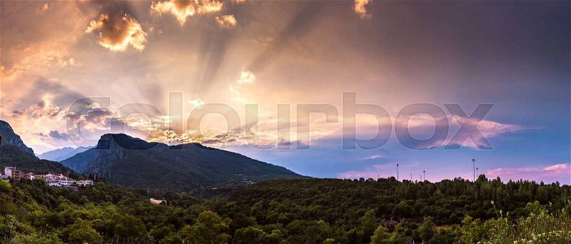 Mount Olympus in Greece in a summer evening, stock photo