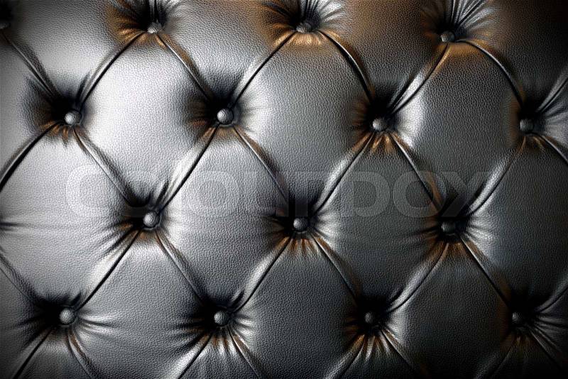 Black leather luxury sofa texture background, stock photo