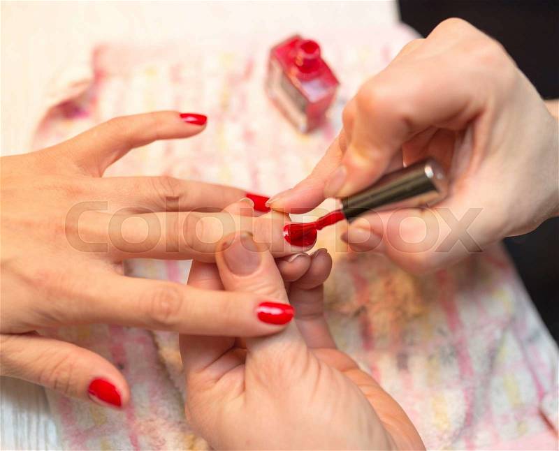 Manicure in a beauty salon, stock photo