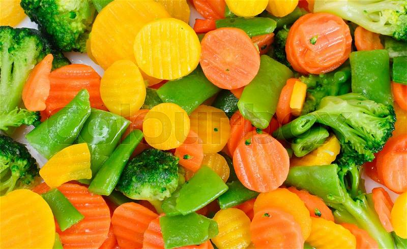 Steamed Vegetables Potatoes, Carrots, Cauliflower, Broccoli Studio Photo, stock photo