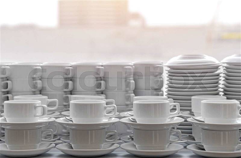 Cup of coffee for a meeting break, stock photo