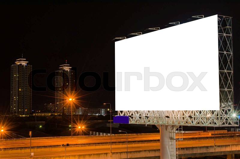 Blank billboard at twilight time for advertisement, stock photo