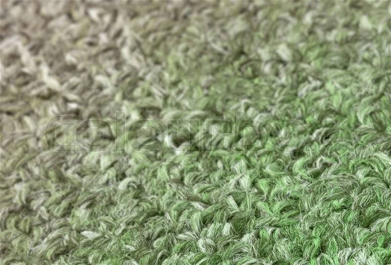 Carpet texture close-up, green furry carpet texture background, selective focus, stock photo
