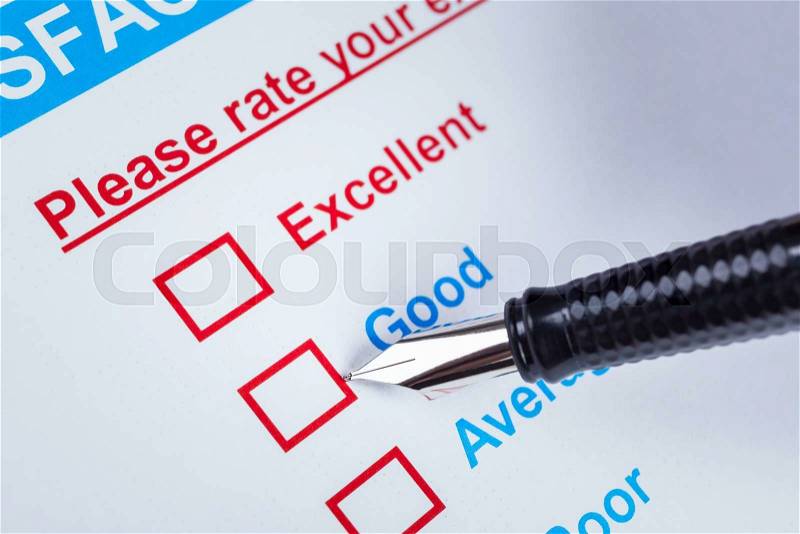 Customer satisfaction survey checkbox with rating and pen pointing at Good, can use any business concept background, stock photo