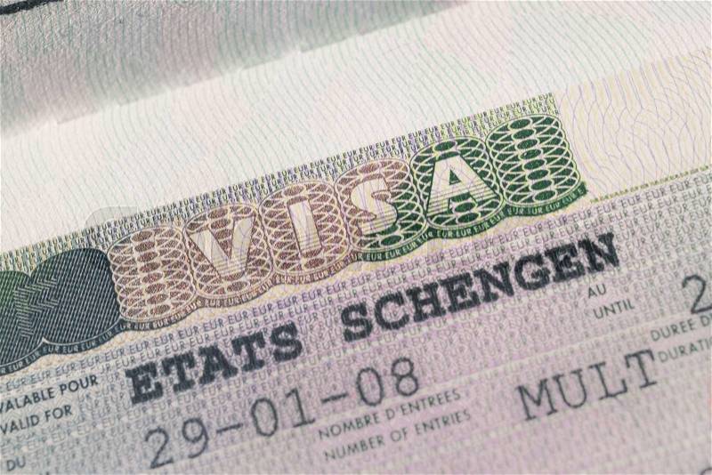 Passport stamp visa for travel concept background, Paris France, stock photo