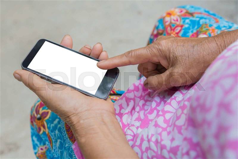 Woman elderly Using a Smart Phone, stock photo