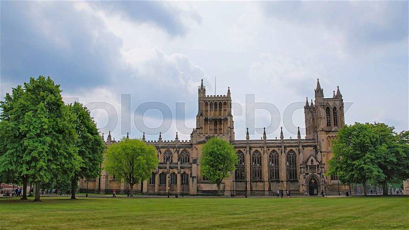 Bristol Cathedral in Bristol in South West of England. It is fully called as Cathedral Church of the Holy and Undivided Trinity. It was founded in the 12th century, stock photo