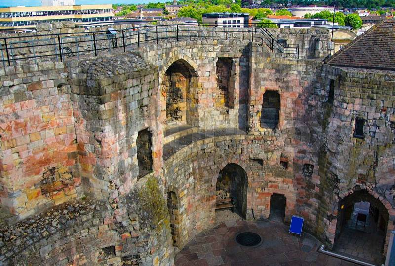 Inner walls of Clifford Tower in York in England. Clifford Tower is a remaining part of York Castle. The York City is situated in North Yorkshire in England, stock photo